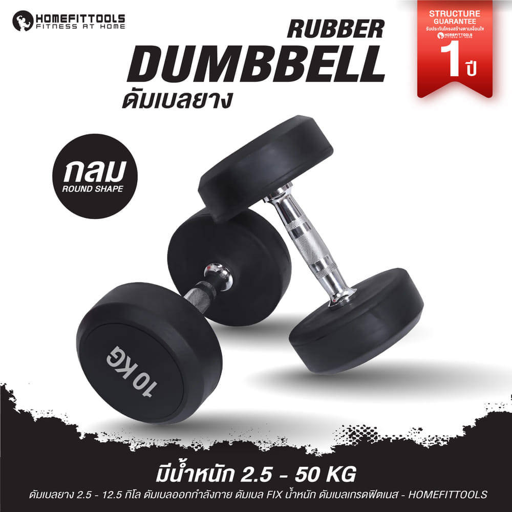 เซ็ตดัมเบลแบบกลม 6 คู่ พร้อมแร็ค HOMEFITTOOLS R602 น้ำหนัก 2.5-15 KG